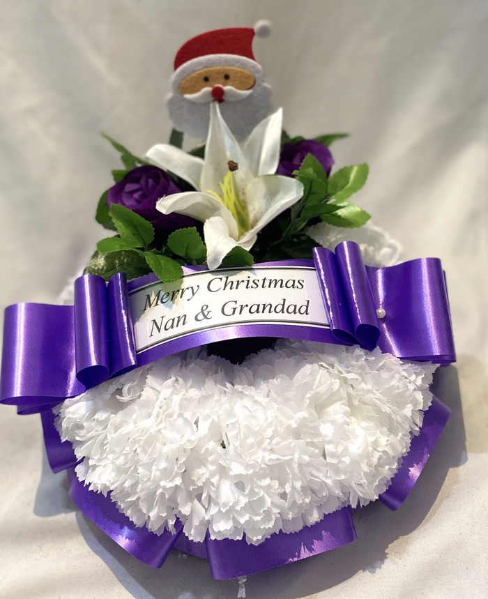 Christmas Purple Silk Flower Carnation Wreath Ring Tribute