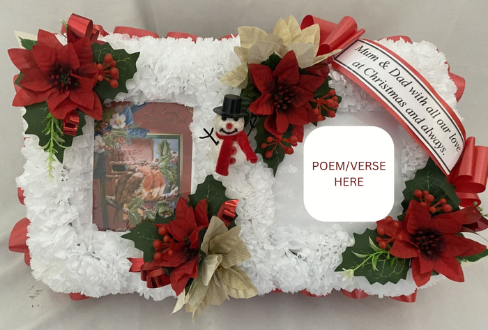 Christmas Floral Open Book Tribute With Photo & Verse