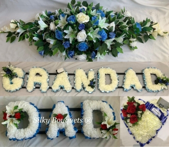 GRANDAD Artificial Silk Funeral Tribute Any 7 Letter Name Flower Wreath BROTHER 