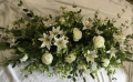 4200 Coffin Spray Funeral Tribute All White Roses Lillies 1