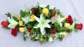 Coffin Spray Funeral Tribute White Red Yellow