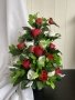 Flat Back All Rose Pot With 2 Robins