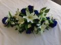 Coffin Spray Funeral Tribute White Lillies Blue Roses Blue Camation 3