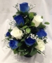 Blue White Rose Round Grave Pot