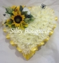 Sunflower Chrysanth Heart Funeral Tribute Yellow White
