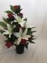 New Red White Traditiona Grave Pot Lily Rose 3