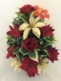 Red Velvet Flat Back Grave Pot Christmas Gold