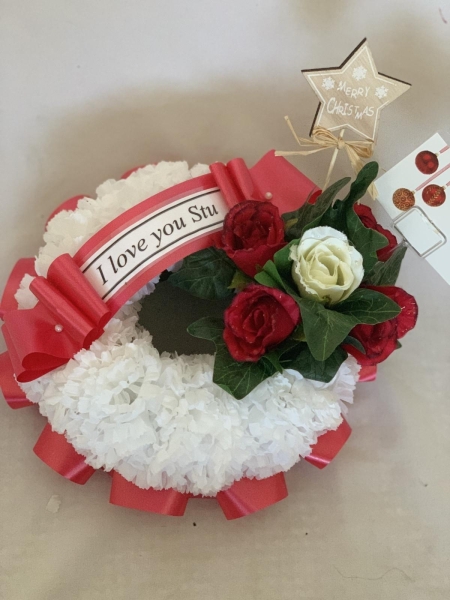 Red White Christmas Wreath Ring 2 5