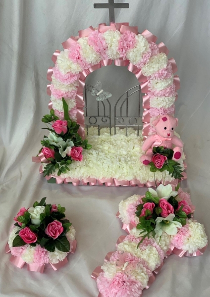 Silk Funeral Flower Gates of Heaven Wreath Artificial Memorial Tribute 