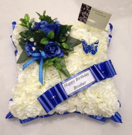 Pillow Funeral Silk Artificial Wreath/Memorial/Grave/Tribute 24x12 ANY COLOUR 