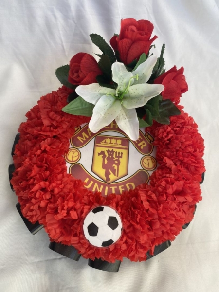 Blackburn Rovers Football Club Artificial Wreath Funeral Flowers Heart Tribute 