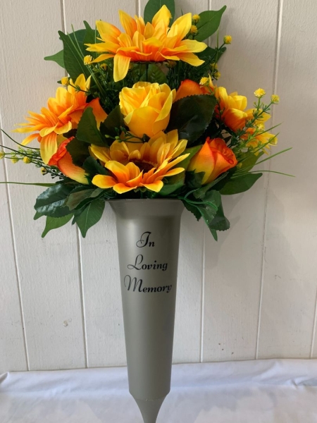Grave Vase Spike In Loving Memory Husband Memorial Black Plastic Flower Crem Pot 
