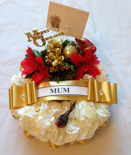 Wreath Funeral Tribute Xmas Gold