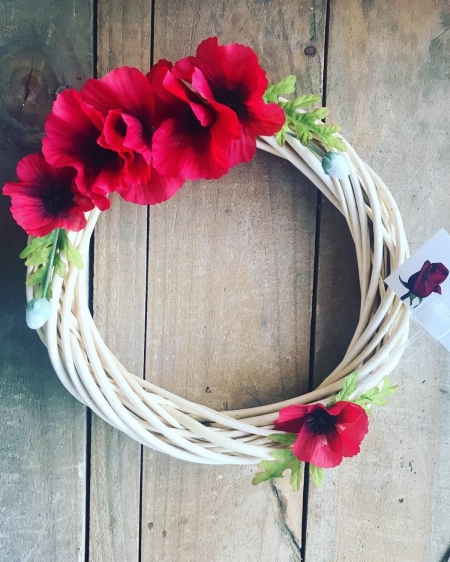 Poppy Wreath Ring Rememberance Day Wicker Two
