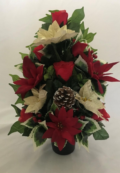 Xmas Flat Back Pot Gold Red Cone