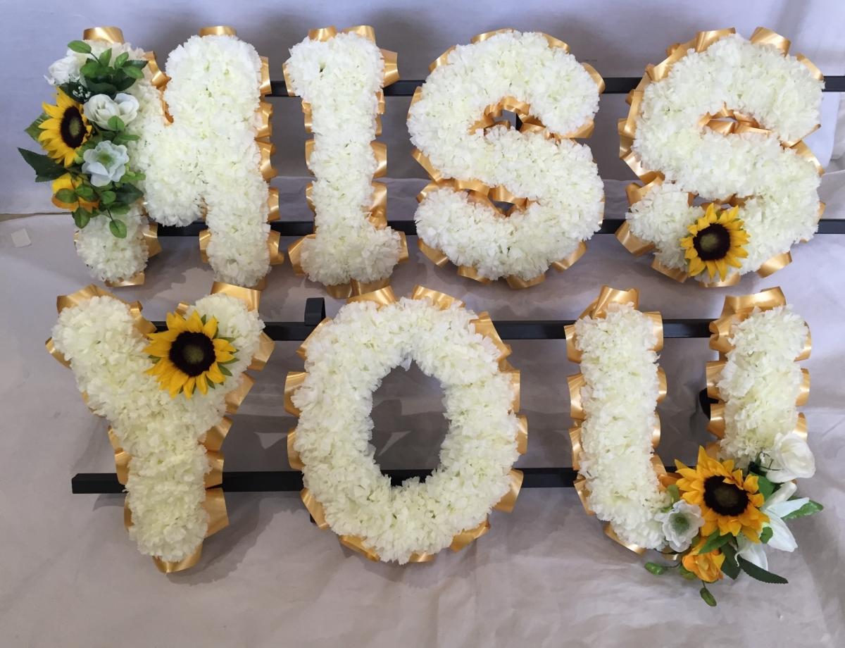 Miss You Silk Funeral Flower Letter Tribute 2