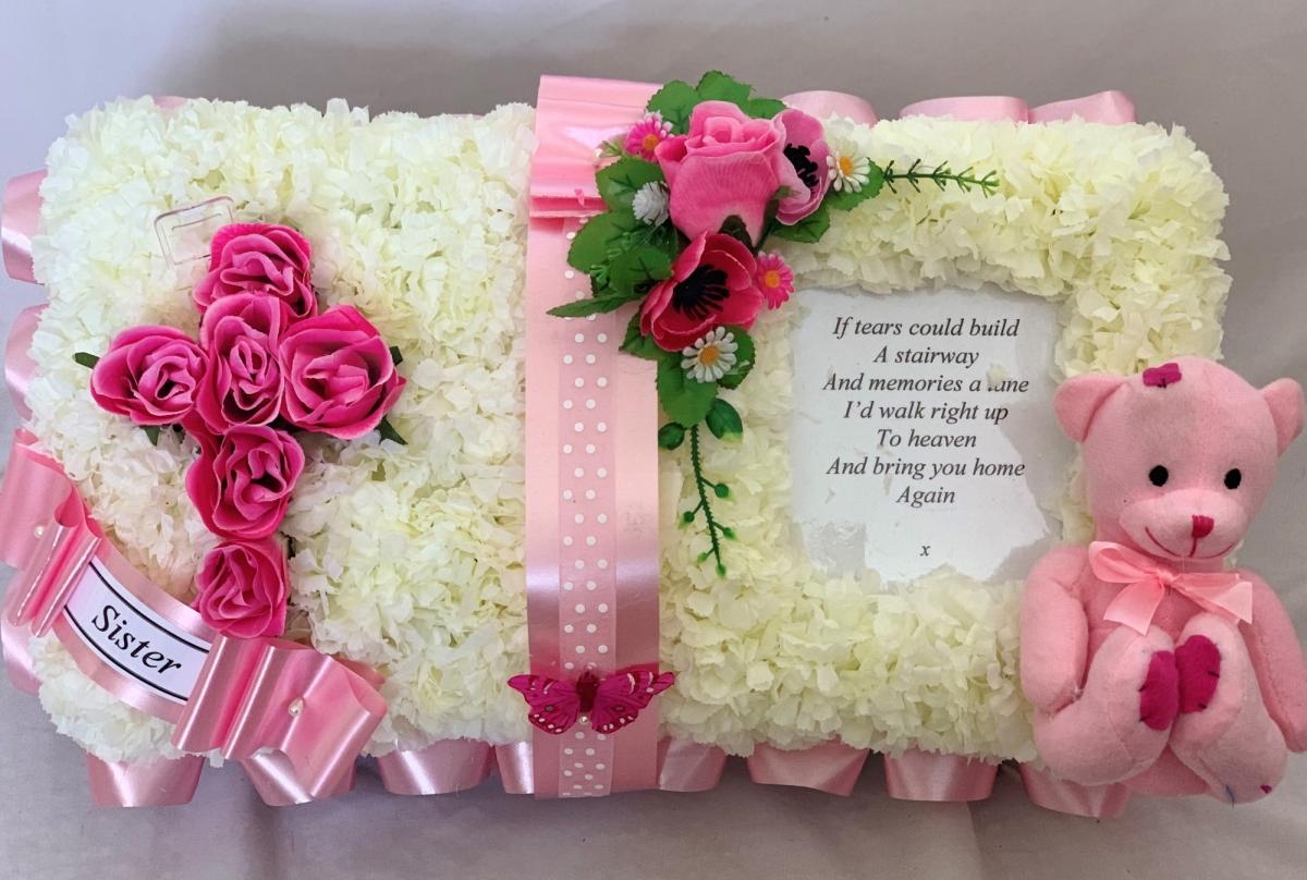 Bible Teddy Bear Pink Funeral Tribute 3