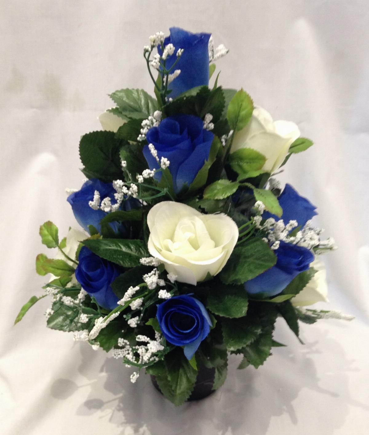 All Round Blue Rose Grave Pot