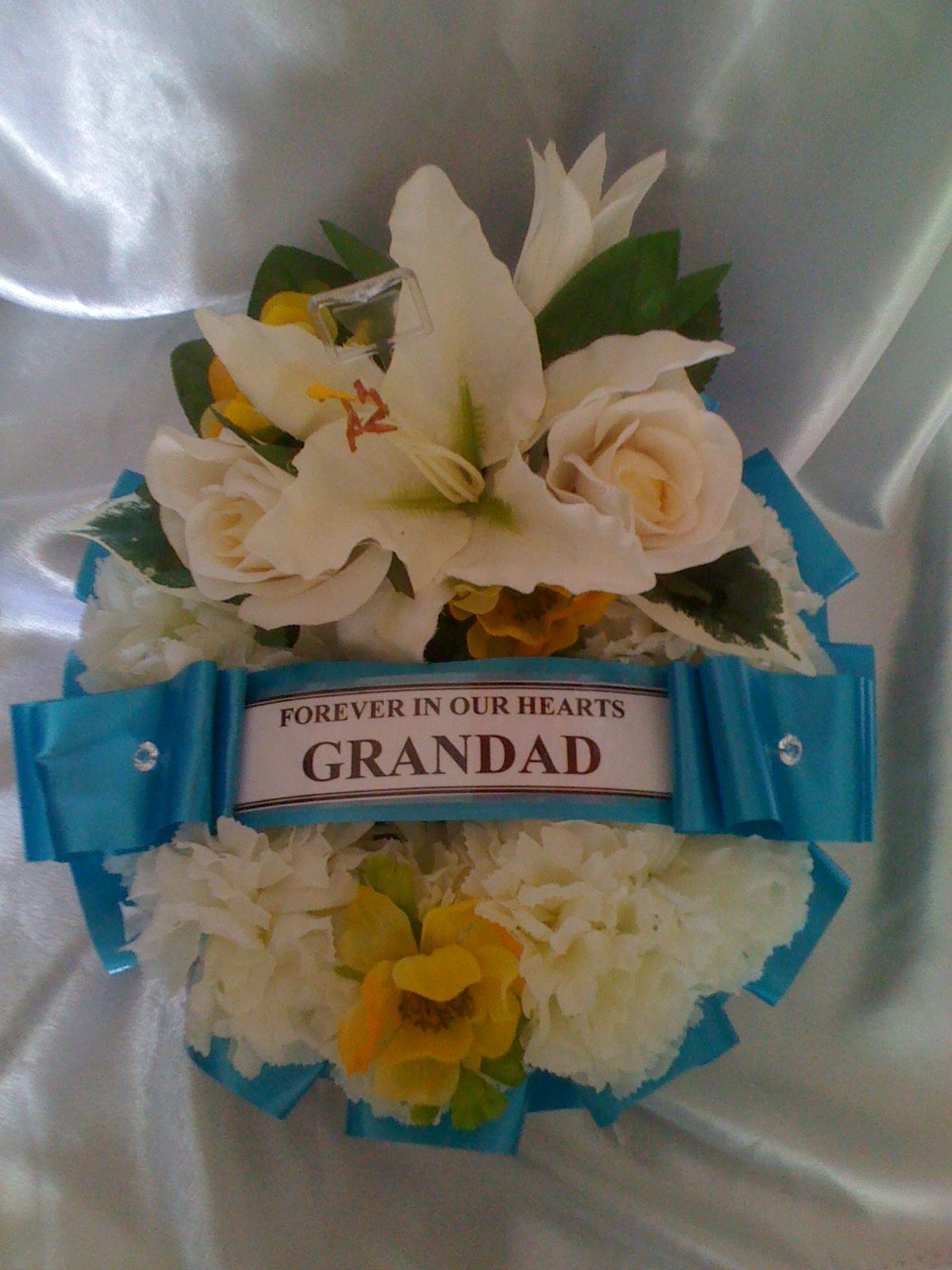 Wreath Funeral Tribute Blue Cream Lily Yellow