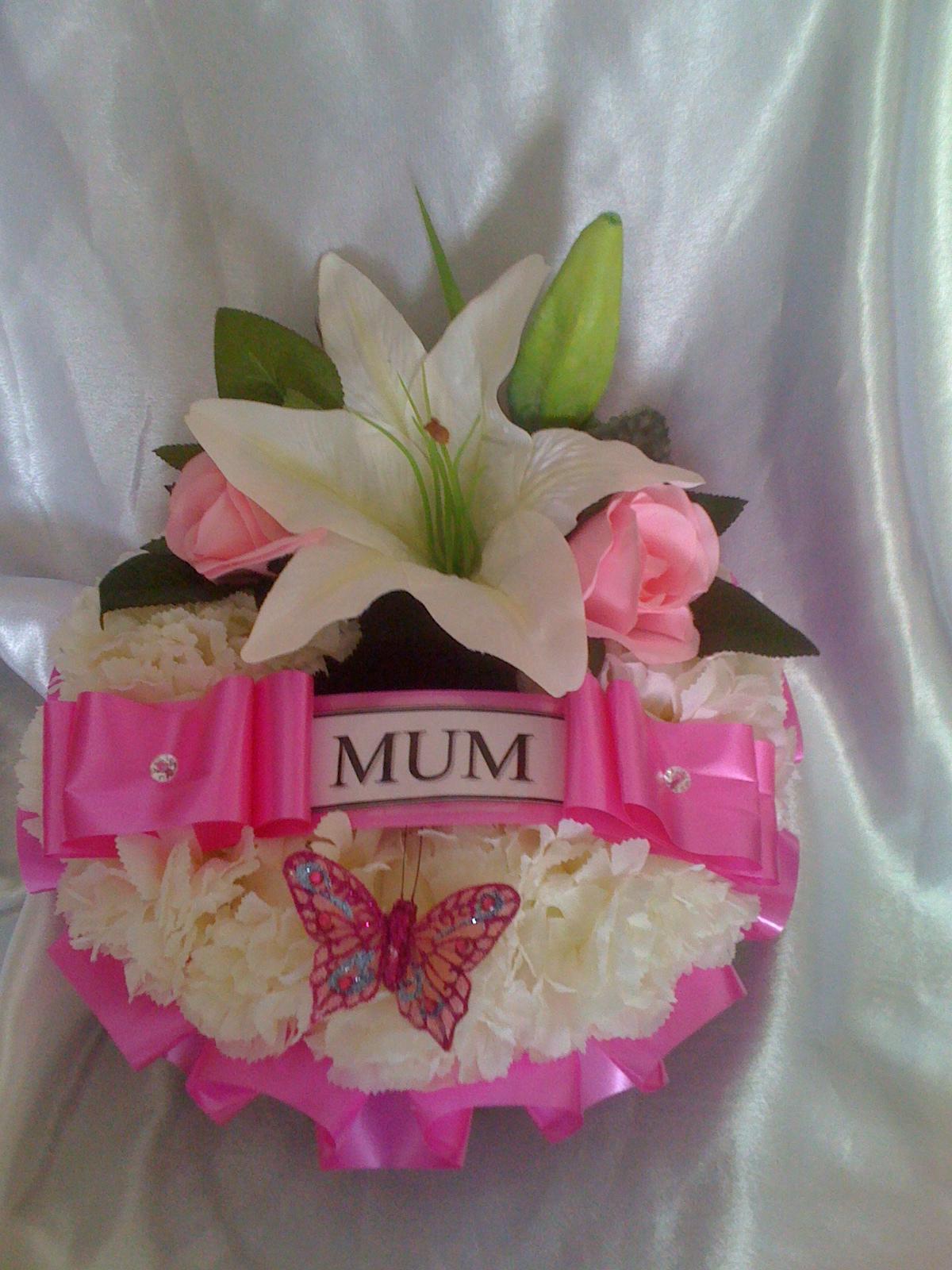 Wreath Funeral Tribute Pink Cream Lily