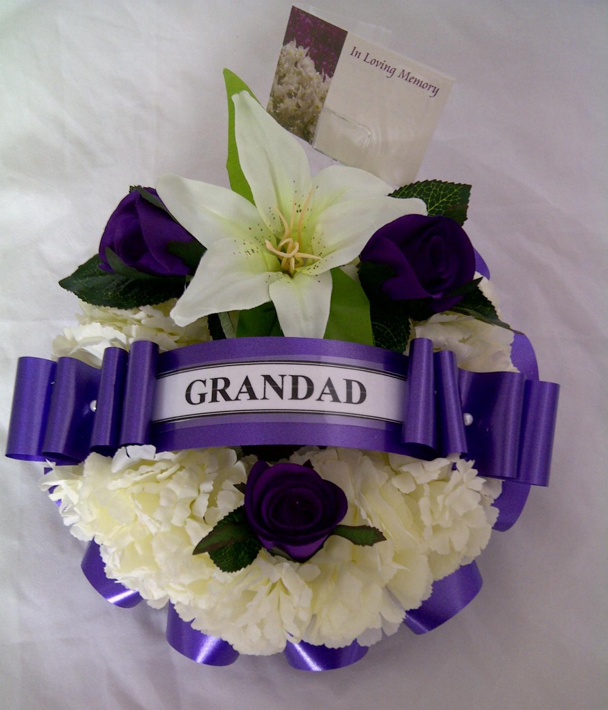 Wreath Funeral Tribute Purple Ring Cream