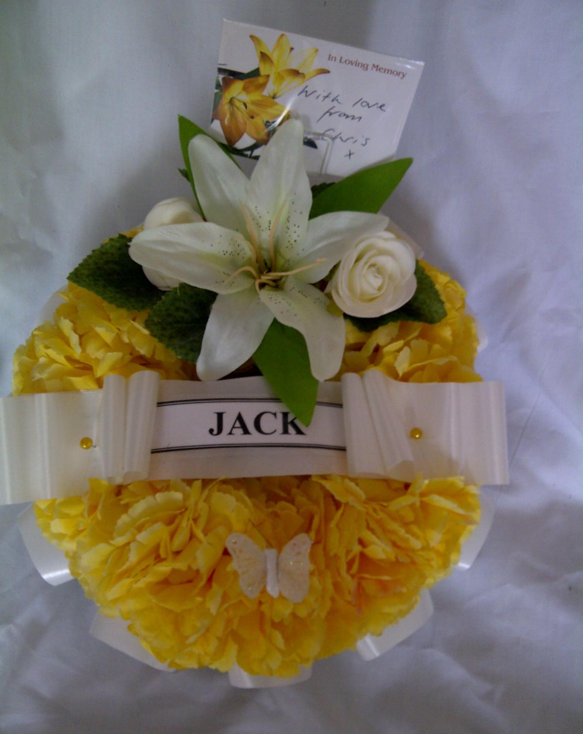 Wreath Funeral Tribute Yellow White Ring