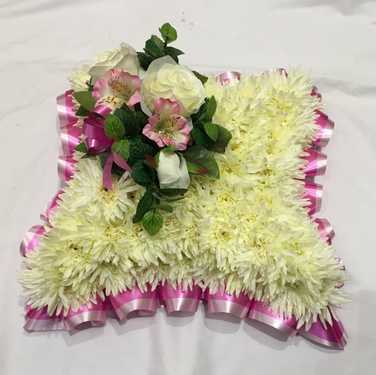 Chrysanthemum Cushion Funeral Tribute Two