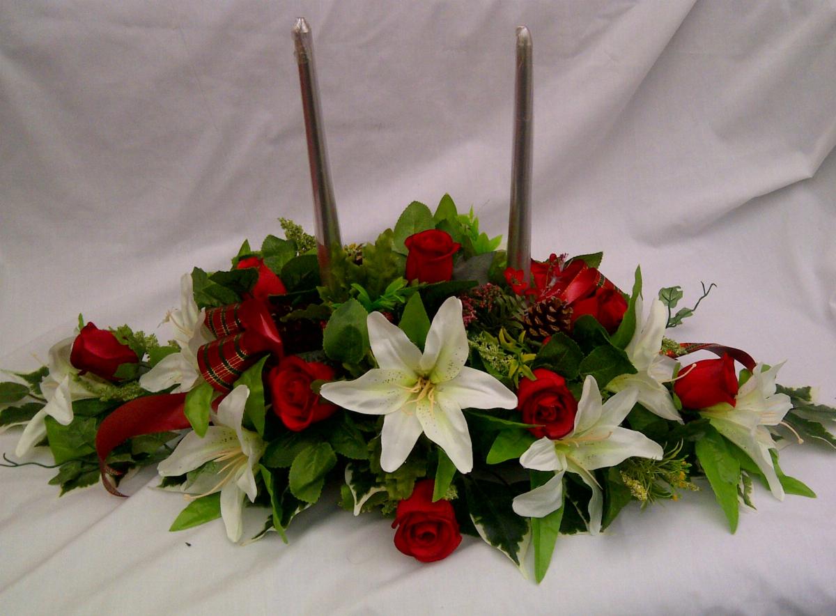 Spray Funeral Tribute Xmas Red White Green