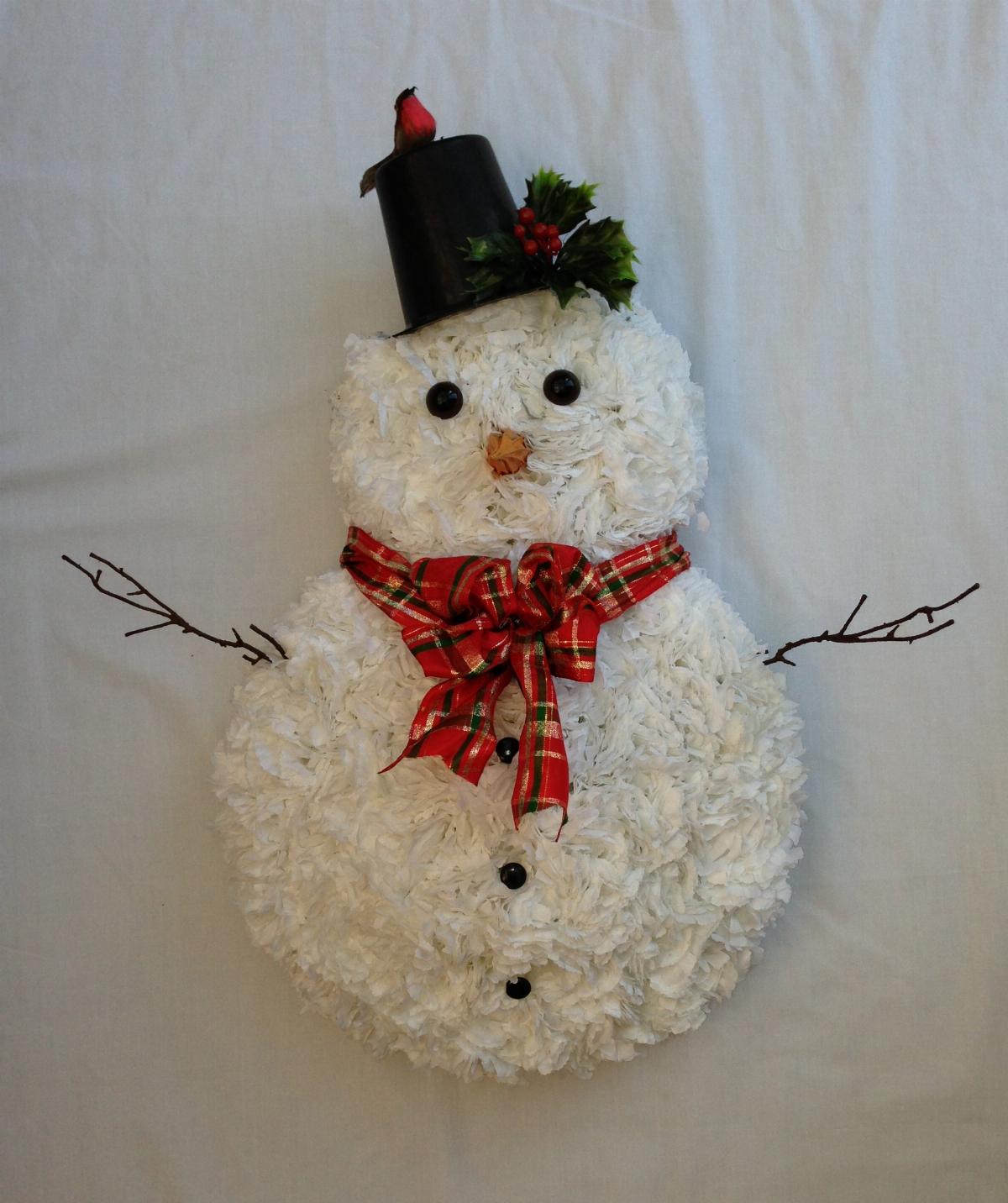 Snowman Funeral Tribute Xmas Red Scarf