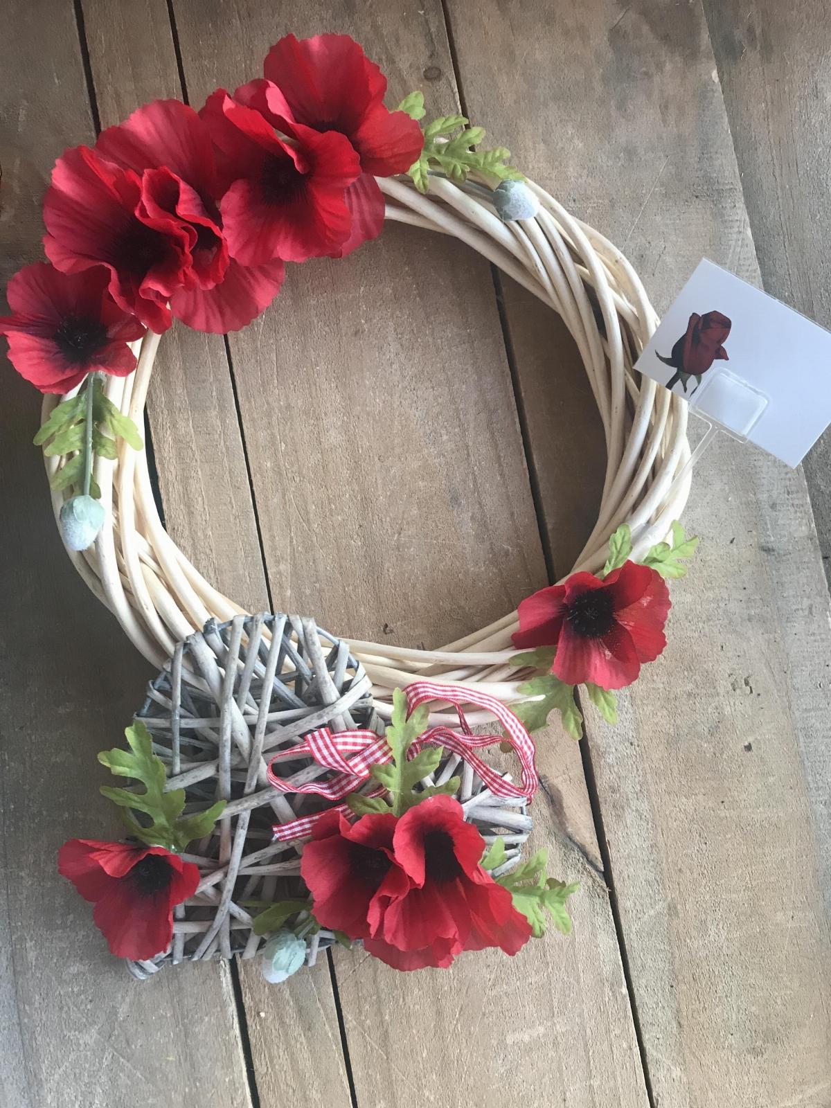 Poppy Wreath Ring Heart Rememberance Day Wicker 3