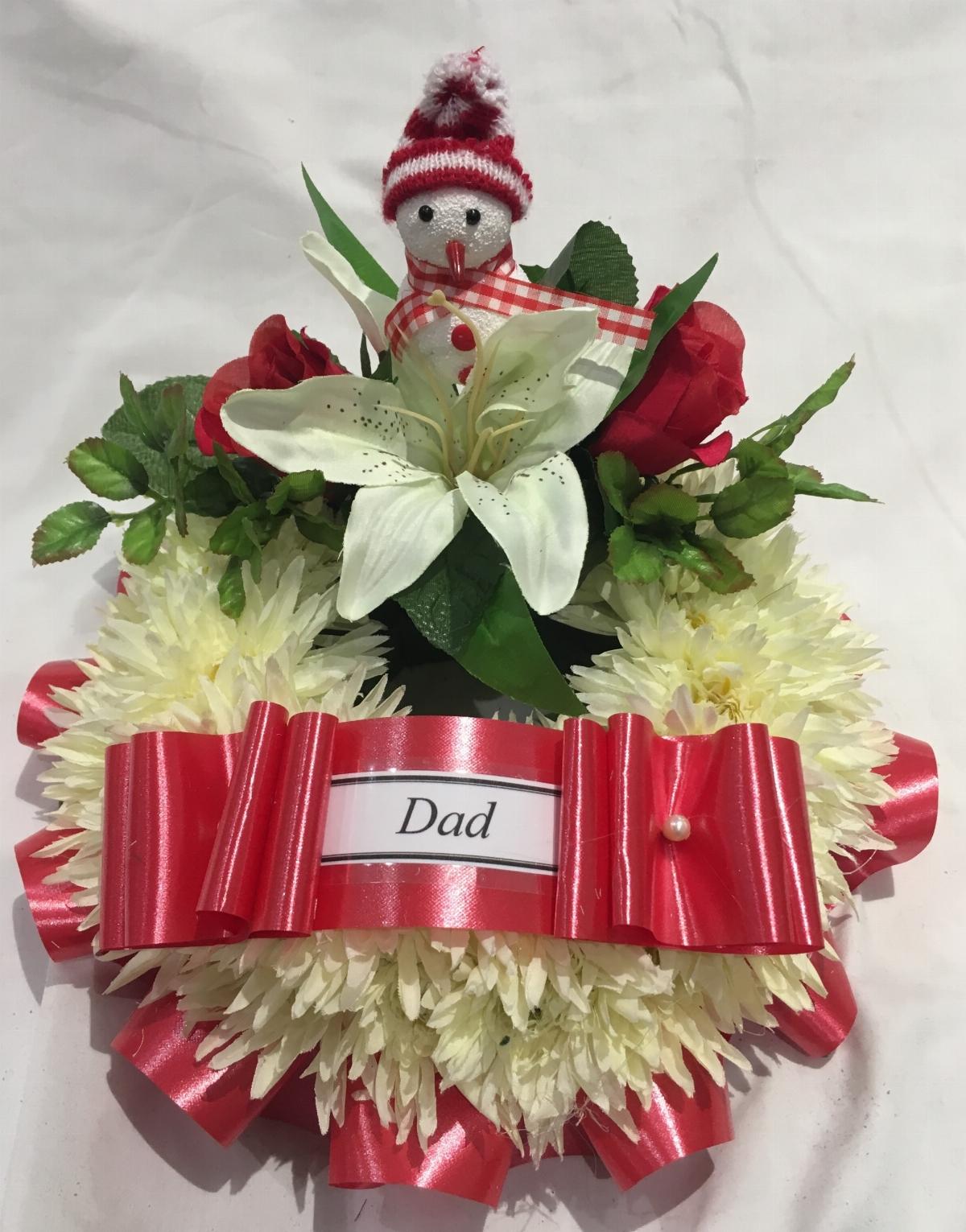 Funeral Tribute Red White Sash Wreath