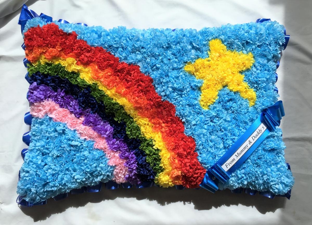 Rainbow flower pillow outlet