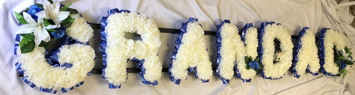 Grandad Silk Funeral Flower Royal Blue Letters