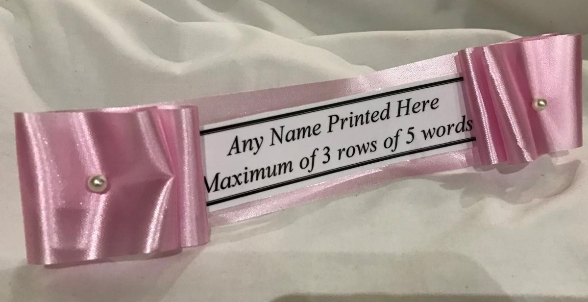 Name Sash Tribute Baby Pink